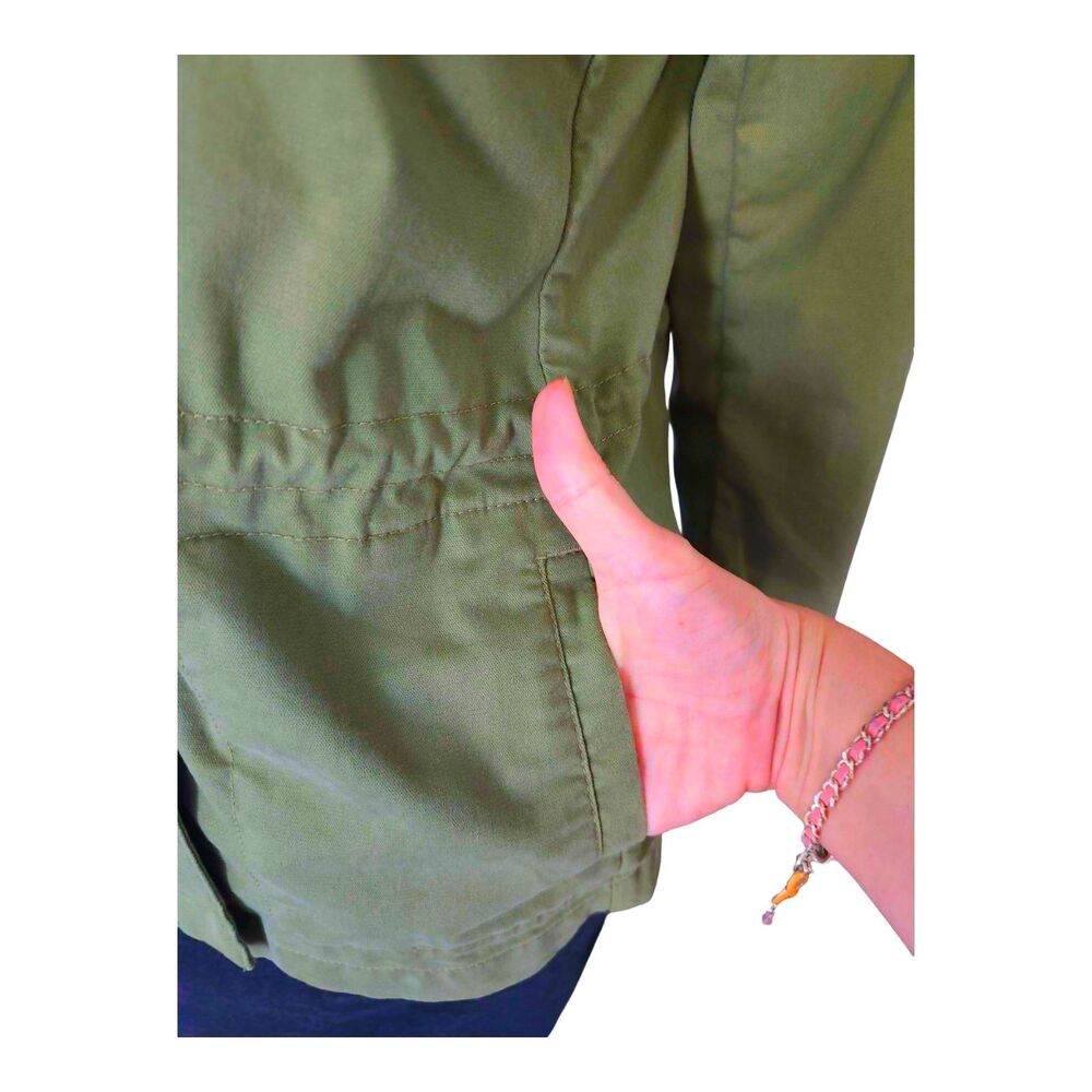 Talbots Petite Olive Green Utility Field Jacket Drawstring Waist - Picture 8 of 11